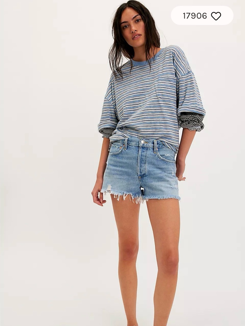 AGOLDE Parker Vintage Cutoff Denim Shorts in Swapmeet Wash 23 (measures 25)